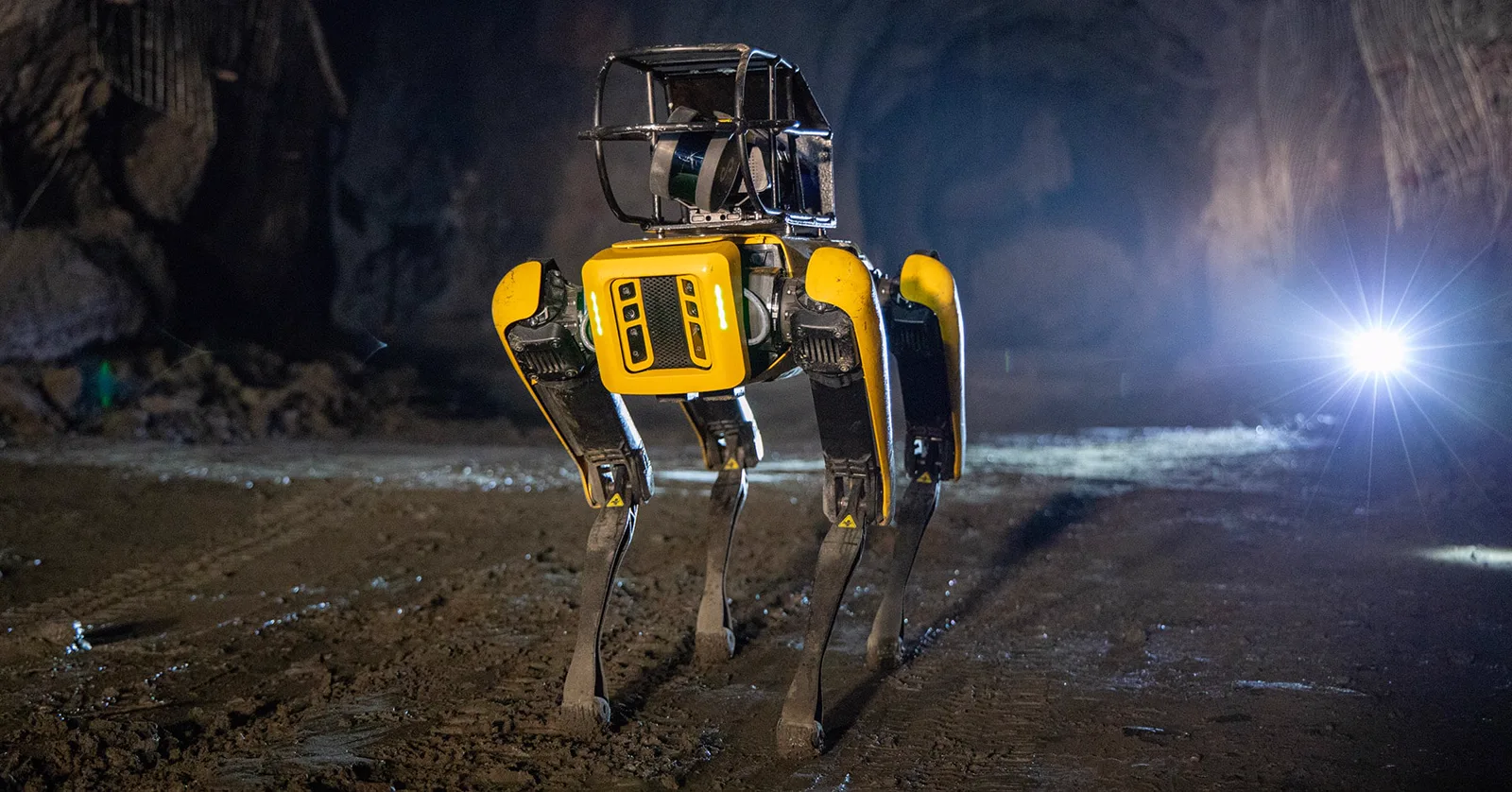 Boston Dynamics Spot with LiDAR in a mining environment
