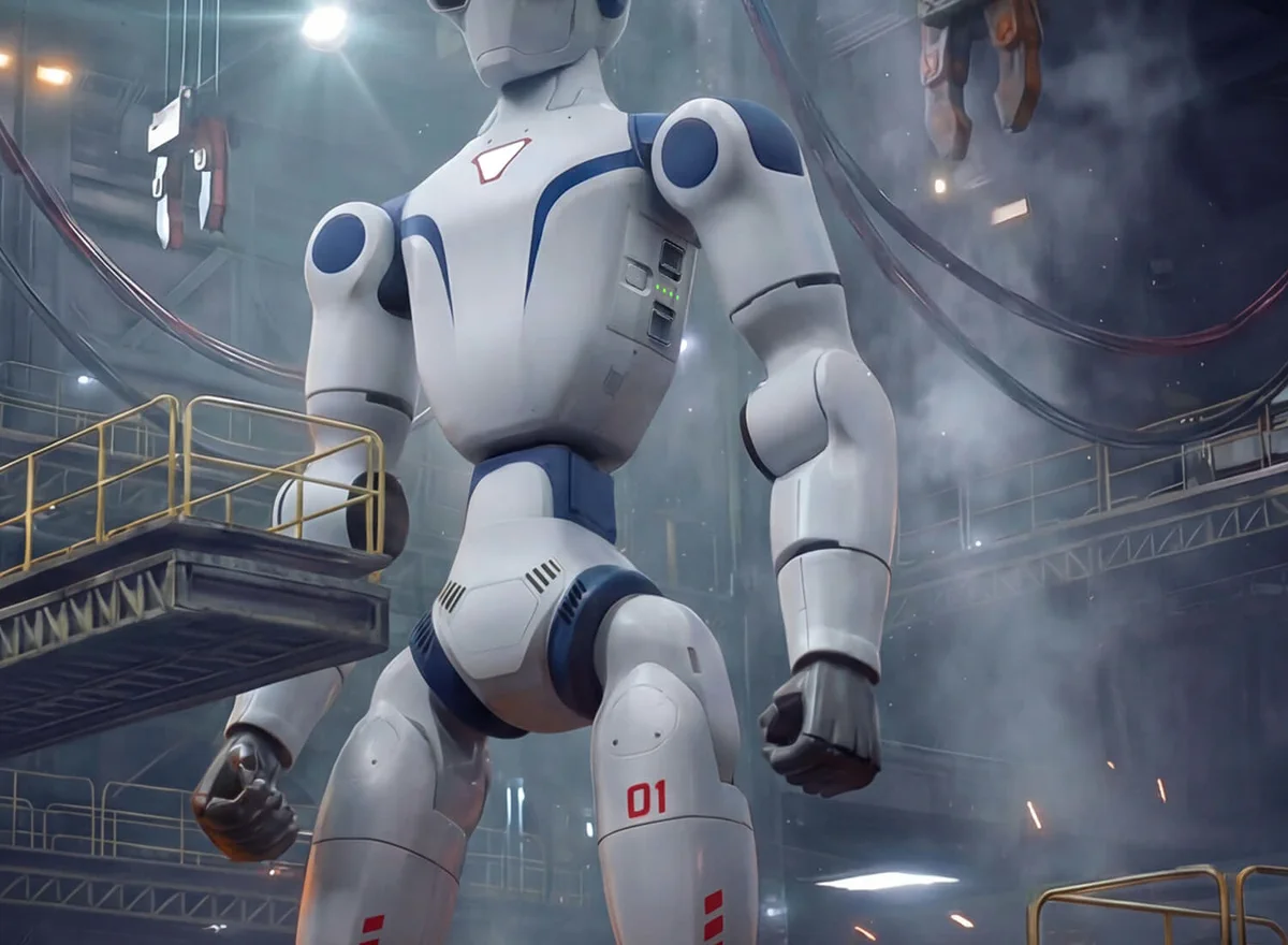 Unitree R1 in an industrial environment, official Unitree Robotics image